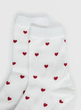 Sweet Heart Socks White Red