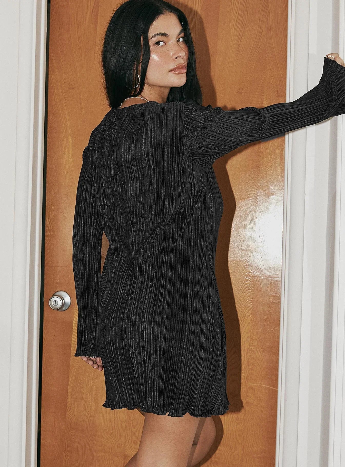 Malop Long Sleeve Mini Dress Black