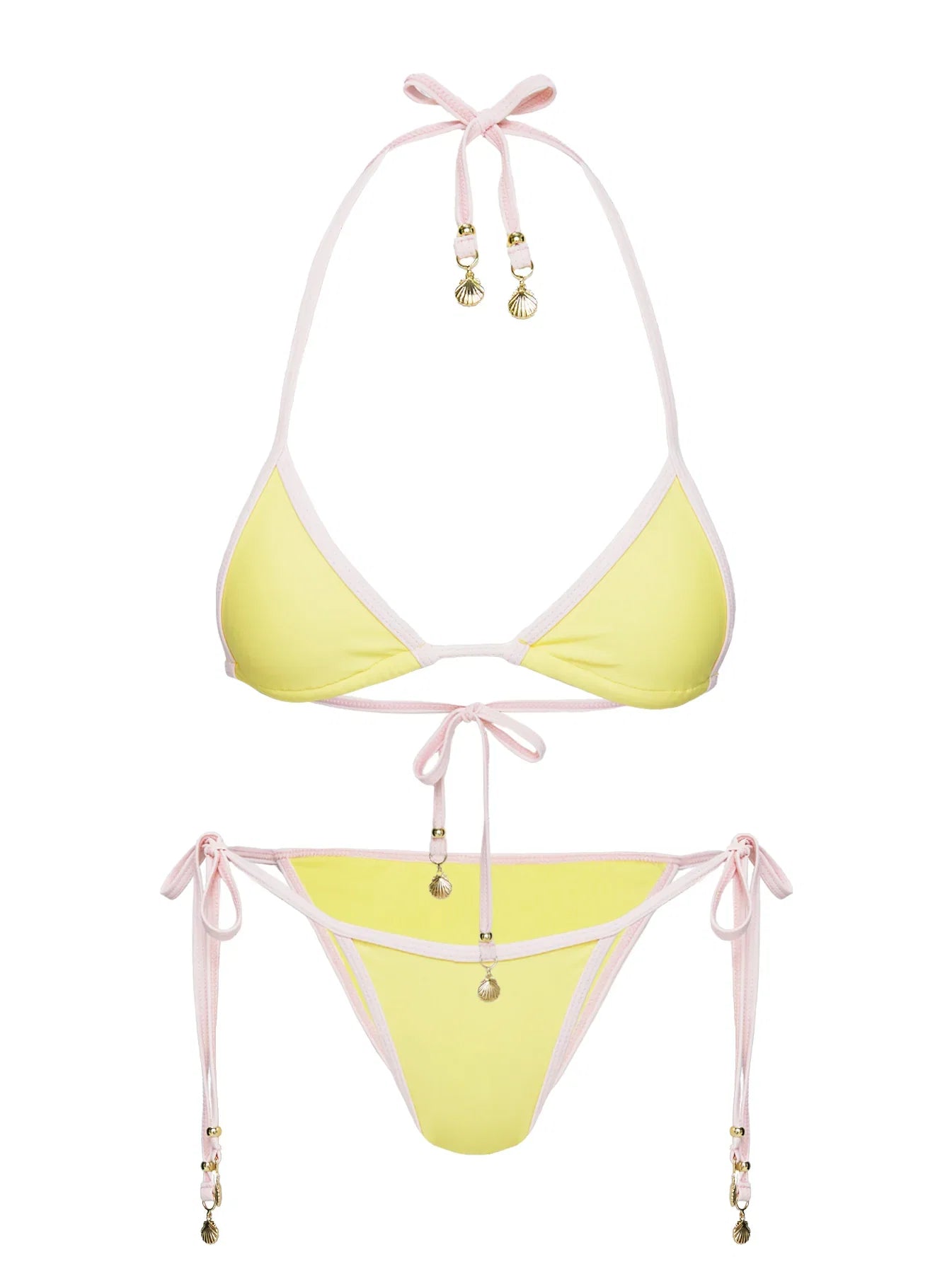 Blaylock Triangle Bikini Top Yellow Pink