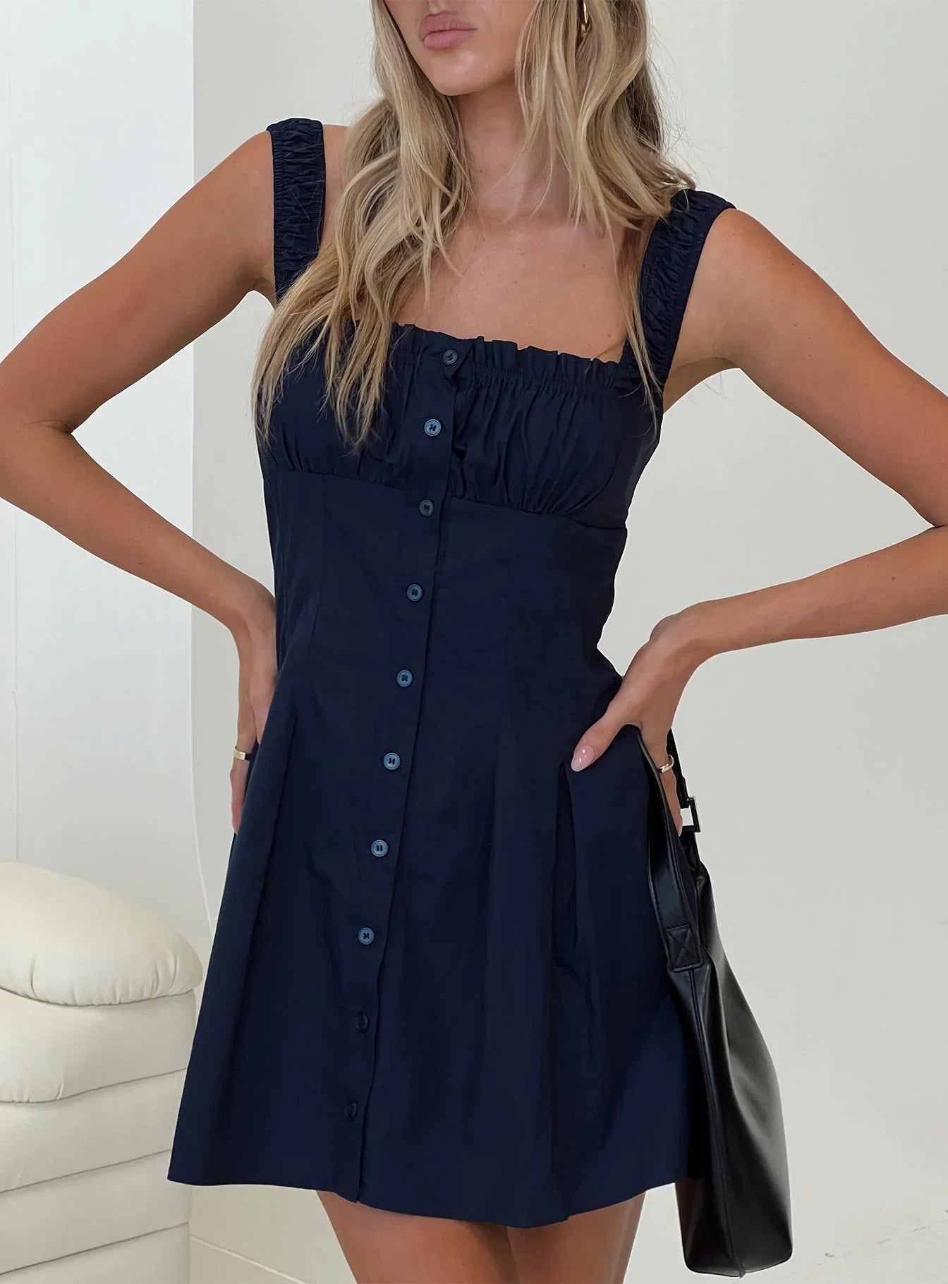 Wait For You Mini Dress Navy Tall
