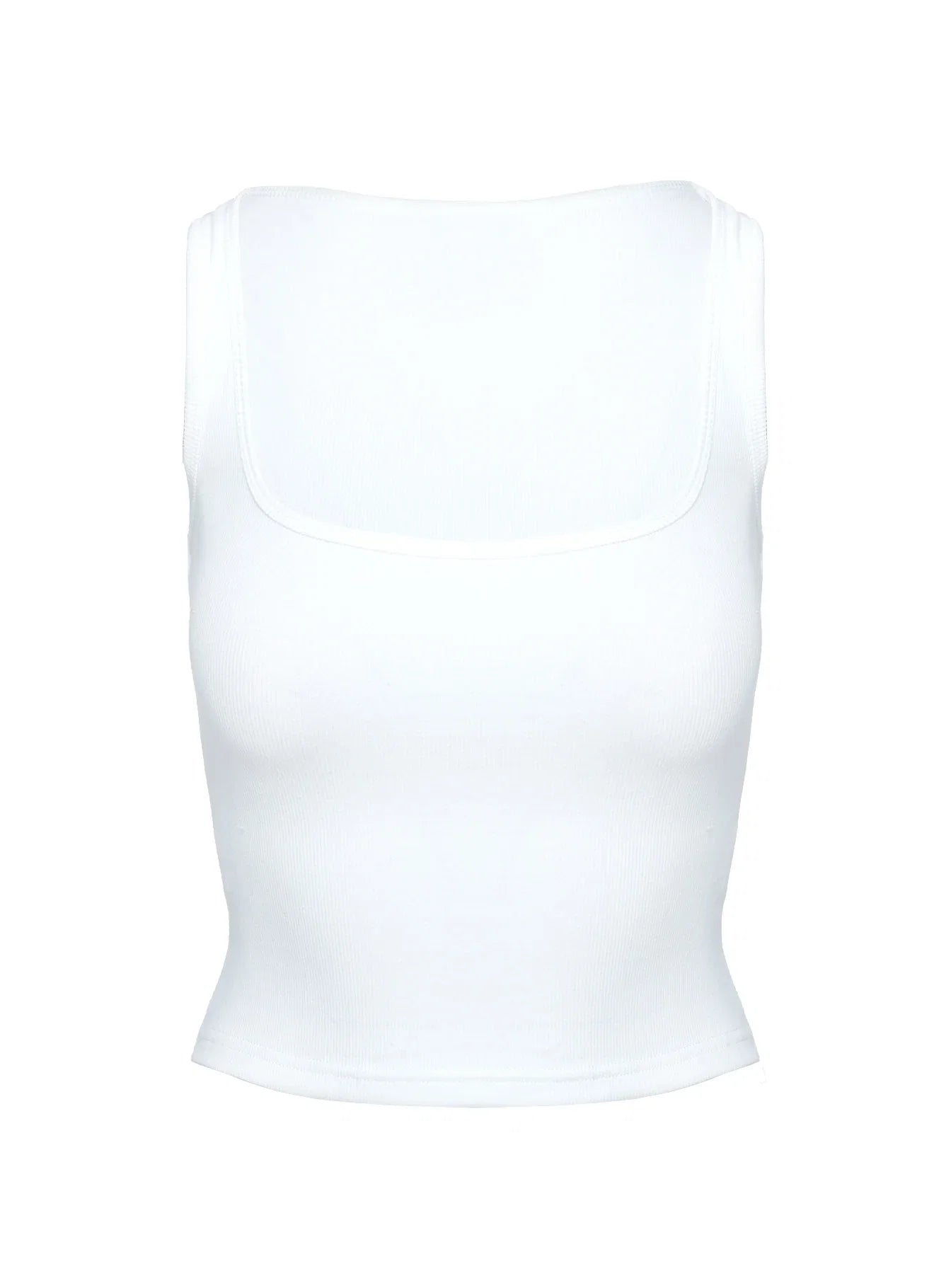 Baseline Square Neck Rib Tank Top White