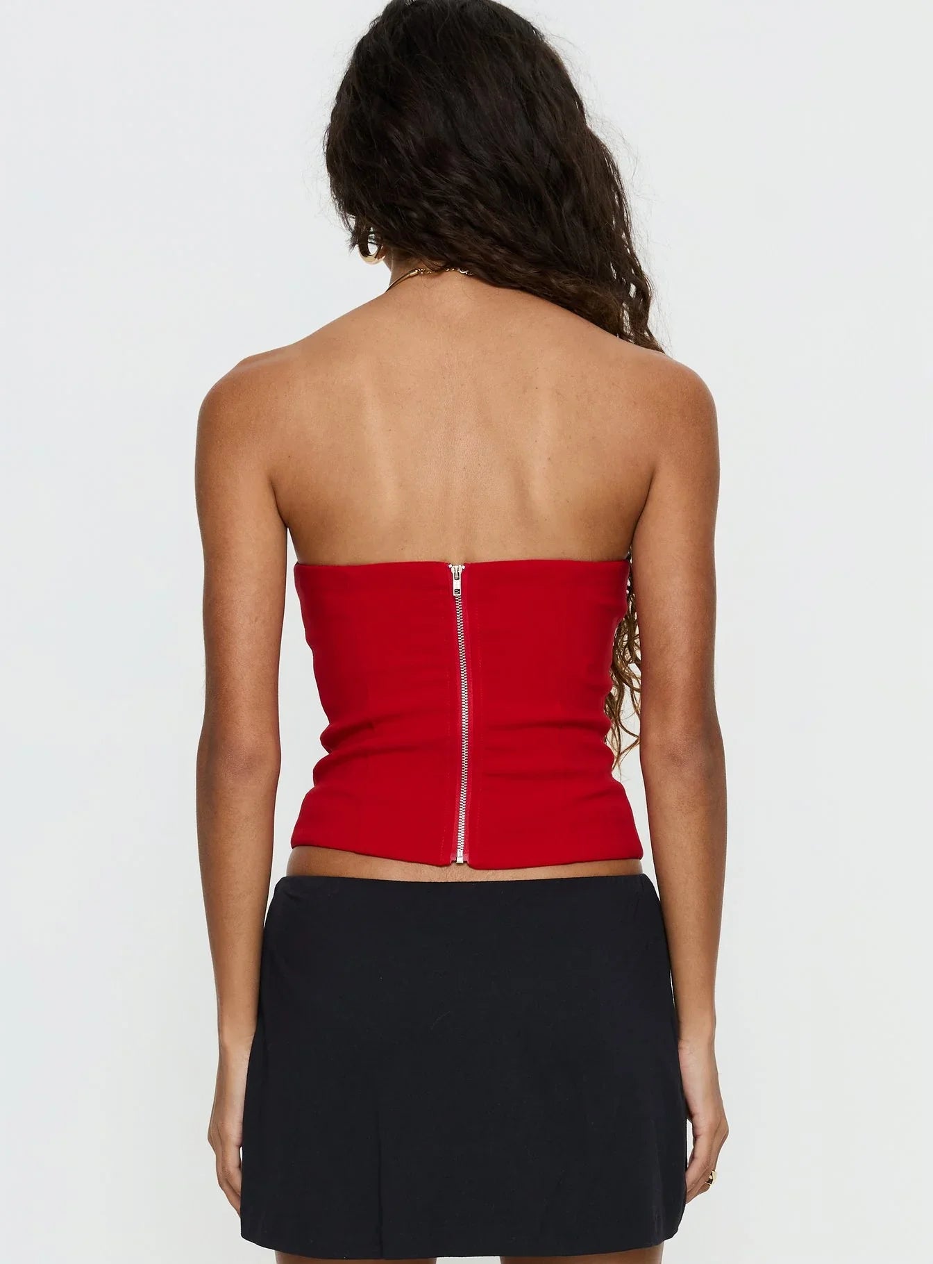 Chevon Strapless Corset Top Red
