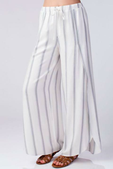 Amelia White Striped Drawstring Pants