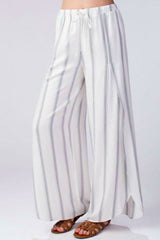 Amelia White Striped Drawstring Pants