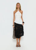 Bonanza Asymmetrical Halter Top White