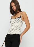 Renaissance Corset Lace Top White Polka Dot