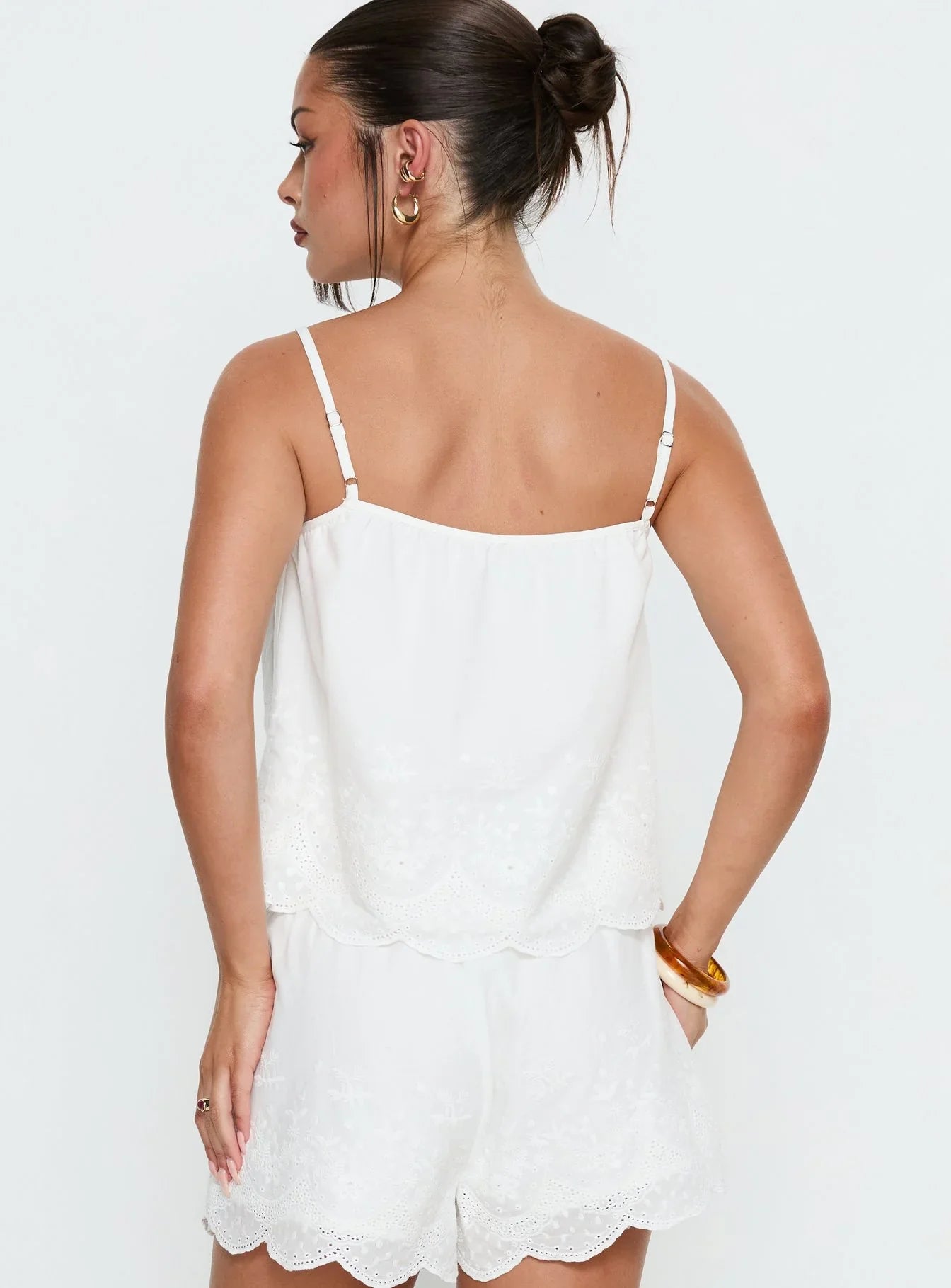 Madison Avenue Embroidered Detail Top White